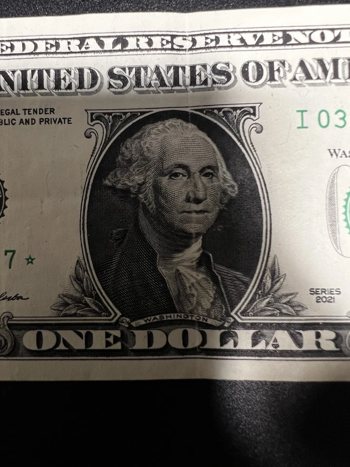 2021 $1 Federal Reserve Star Note Crisp Misaligned Print Errors Rare sn03359827 - Image 4 of 4