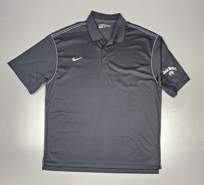Nike x Jack Daniels Polo Shirt Mens Black Golf Dri-Fit Black Short 