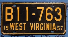 LICENSE PLATE PLATES  West Virginia 1957 B1 1–763