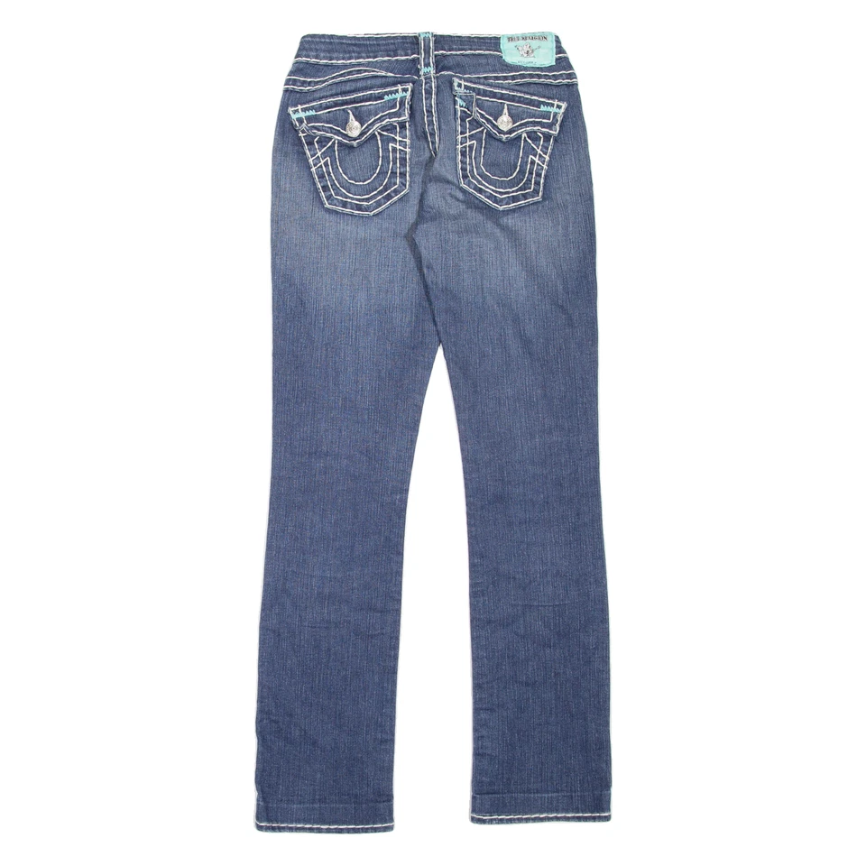 TRUE RELIGION Billy Super T Womens Jeans Blue Slim Straight Stone Wash W27 L32 - Image 3 of 4