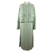 2-piece set issey miyake permanente 90s lightweight sage green dress  top