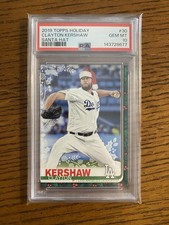Clayton Kershaw 2019 Topps Holiday SP  #HW30 Santa Hat Dodgers PSA 10 POP 4!