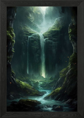 Wasserfall im Wald Gerahmtes Wandbild Poster Leinwanddruck Bild
