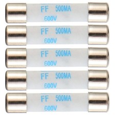 Digital Multimeter Fuse 0.5A 500mA 600V DC Fast Acting Nickel-Plated Brass Ce...