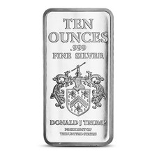 10 oz President Trump Coat of Arms Silver Bar (New) 98.25 per troy oz