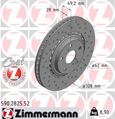 2 x ZIMMERMANN 590.2825.52 Bremsscheibe für LEXUS,TOYOTA