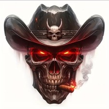 LARGE COWBOY ZOMBIE SKULL Sticker Decal Car Motorcycle Window Bumper Wall Art