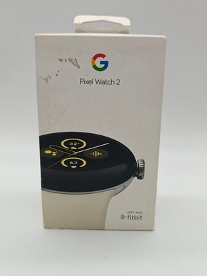 Google Pixel Watch 2 41mm Wi-Fi Polished Silver Aluminum Porcelain Band Open Box