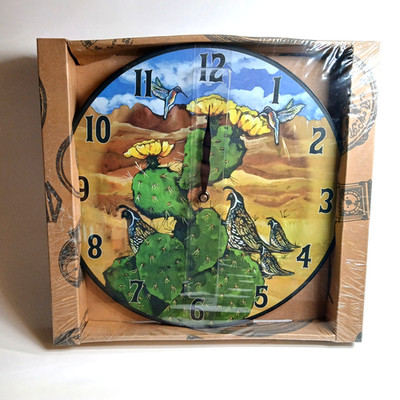 Quail Family & Hummer - 12 Inch Round Clock - Peking Handicraft - New
