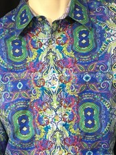Robert Graham Paisley 80  s Vibe Embroidered Men  s Button Shirt Large
