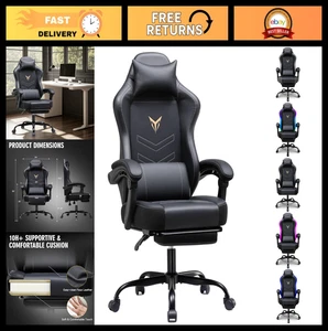 Ergonomic Gaming Chair with Footrest, High Back Office Chair, Adjustable Desk Ch