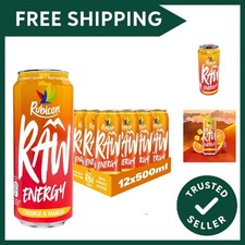 RAW 12 Pack Orange & Mango 500ml Energy Drink, 20% Real Fruit Juice, High caf...