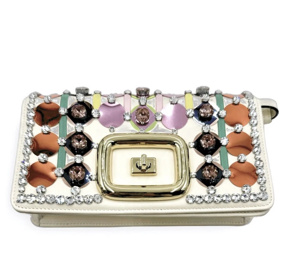 Auténtico Bolso Clutch Bandolera Roger Vivier Crema Cuero Blanco Choc Disco Mini 2 Vías Foto 2 de 4