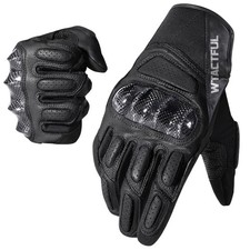 WTACTFUL Goatskin Leather Carbon Knuckle Motorcycle Gloves Men Women Full Touch