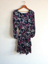 Tahari Romantic Floral Short Dress Chiffon Ruffles Cottagecore Coquette Size 14