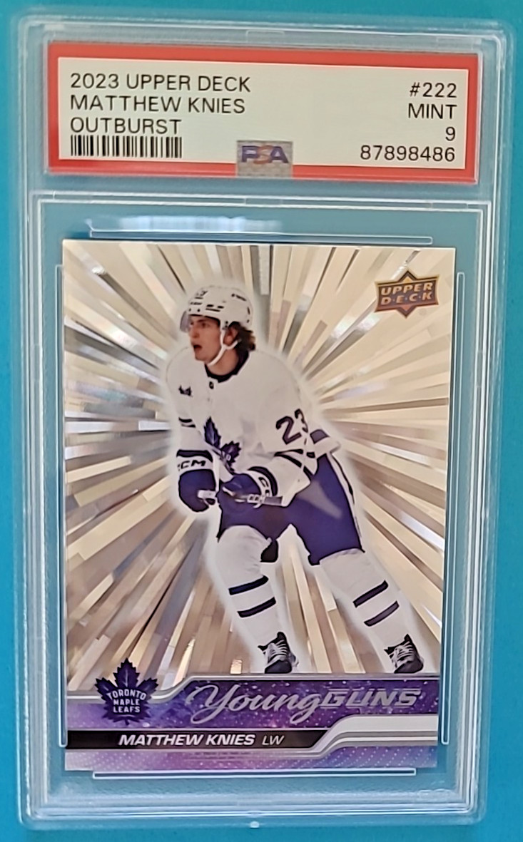 2023-24 Matthew Knies Upper Deck Young Guns OUTBURST Rookie RC #222 PSA 9 MINT
