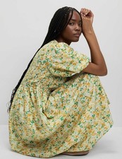 Marks & Spencer Womens A line Maxi Dress in Yellow Mix - M&S