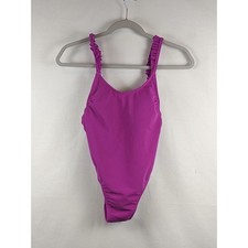 Ribbed Ruffle Shoulder One Piece Swimsuit Xhilaration Fuchsia S Pink Swimswear