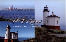 Oregon Coast Coquille River Light House multiview ~ unused postcard sku003