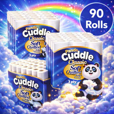 90  3Ply Toilet Paper Rolls Unscented Embossed Soft Quilted Loo Roll Bulk Buy