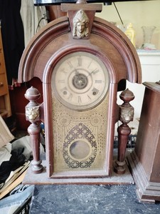 Mechanical Wind-Up Arch Mantel Clock Pendulum Roman Numerals Bim-Bam Chime