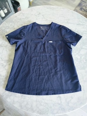 Figs Scrub Top Tech Collection Women's Size Large Navy Blue PO # 1366