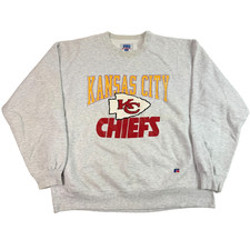 Vintage 90s Kansas City Chiefs Sweatshirt XL Russell Athletic Pro USA Distressed