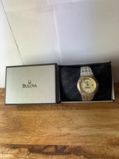 MEN'S BULOVA WATCH C960603 DAY/DATE TWO TONE COLOR - USED