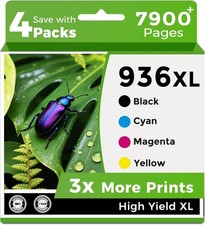 936 Ink Cartridges 4-Pack Compatible Replacement for HP 936XL Ink Cartridges
