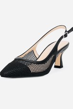 Women's Mesh Slingback Kitten Heel Pumps Slip-On Comfortable Dress Shoes Sz 6.5