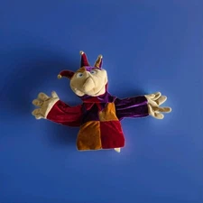 Folkmanis Jester Hand Puppet Plush Velvet Harlequin Red Purple