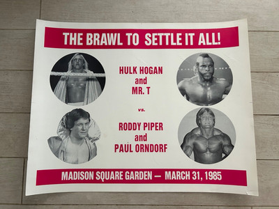 RARE 1985 LARGE ORIGINAL Vintage HULK HOGAN RODDY PIPER  Wrestling Poster 23 X29