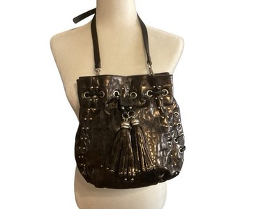 Chez By Cheryl Crossbody Bag In Anthracite Leather EUC