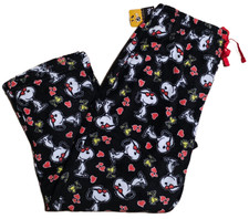 Peanuts Snoopy Soft Black Furn Fleece Comfy Pajama Sleepwear Lounge Pants 