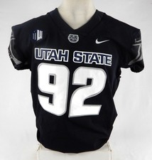 2021 Utah State Aggies #92 Game Used Black Out Jersey Name Plate Removed XL 116