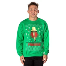 A Christmas Story Men's Leg Lamp Fragile Pullover Sweatshirt Green