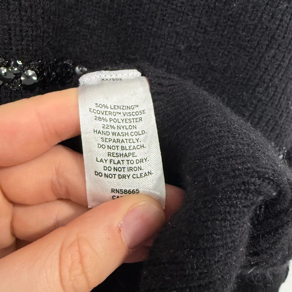 Suéter pulôver feminino NORDSTROM preto listra lantejoulas malha XXL - Imagem 4 de 4