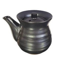 Japanese Ceramic Dispenser Soy Sauce Vinegar Bottle Metallic Black Made in Japan