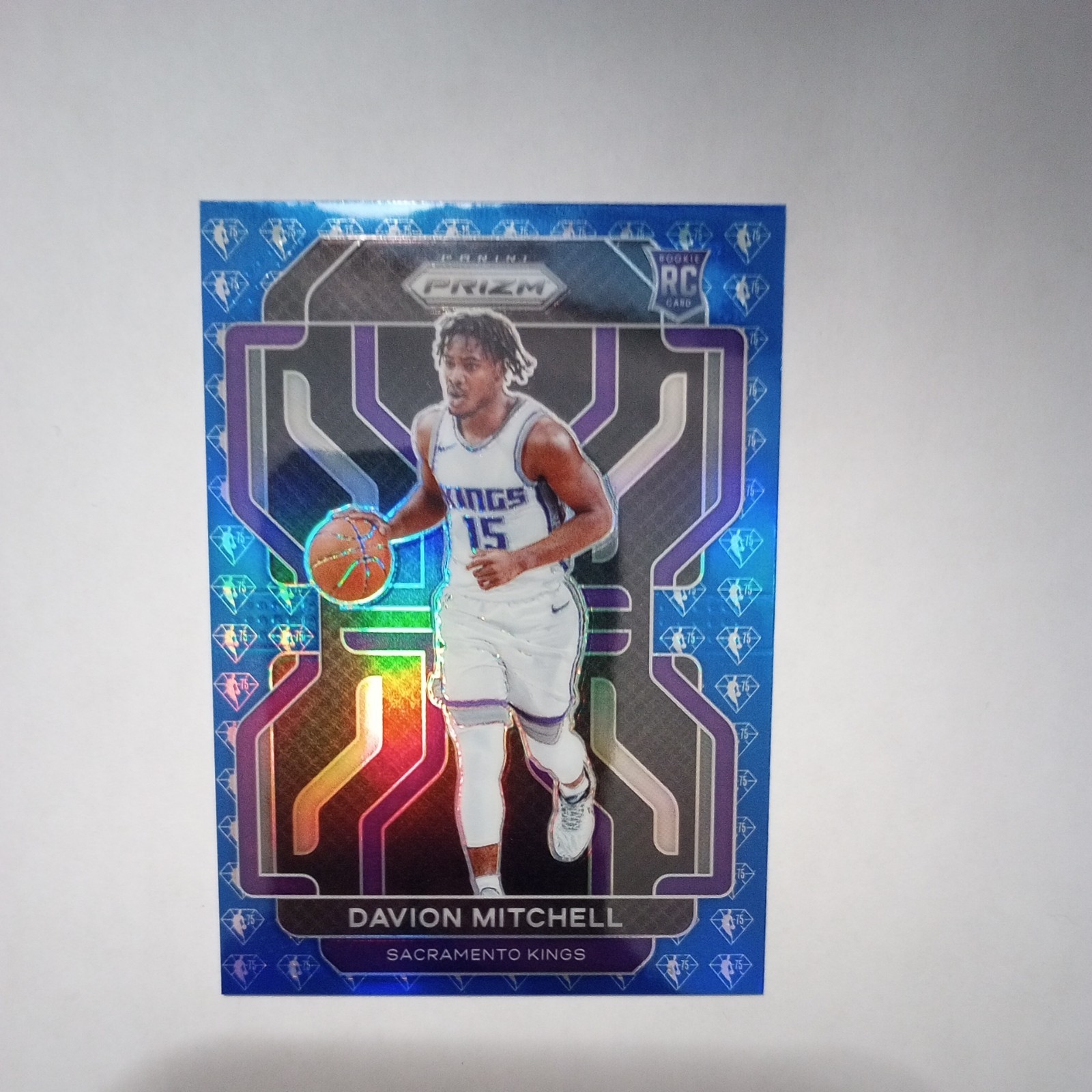 2021-22 Panini Prizm Davion Mitchell 75th Anniversary Blue Prizm Rookie #312 RC