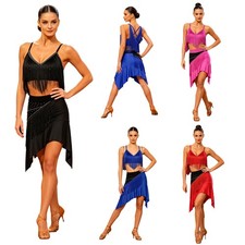 Women Dancewear Dance Set Show Latin Competitions Outfits Jazz Fringe Crop Top