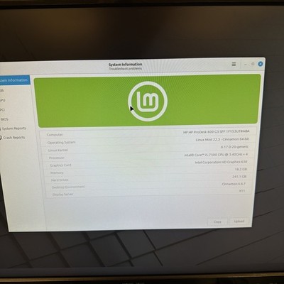 HP Prodesk 600 G3 SFF Intel Processor 16GB RAM 240GB SSD Linux mint Cinnamon #6