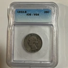 1932-S Washington Quarter ICG-VG8 Coin. Rare Date. Low Mintage