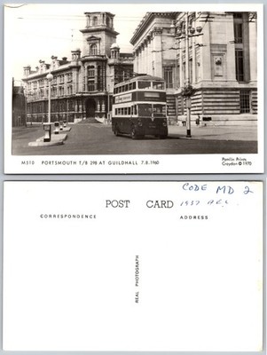 RPPC Portsmouth Guildhall Trolleybus Photo Postcard