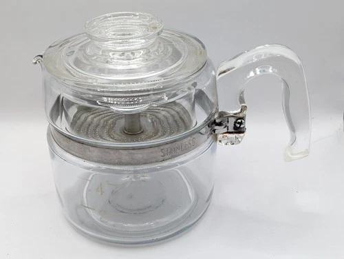 Vintage Pyrex Flameware 7754-B Glass Percolator Coffee Pot 2-4 Cup Complete