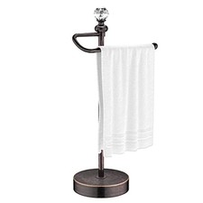 Heavy Weighted Hand Towel Holder with Crystal Ball Standing Oil Rubbed Bronze