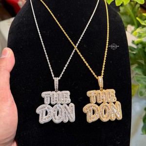 Authentic The Don 14k Gold Plated Iced Rapper Pendant Word Bling + AntiTarnish Rope Chain