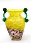 Vintage Italian Murano Hand-Blown Art Glass Vase with Applied Handles