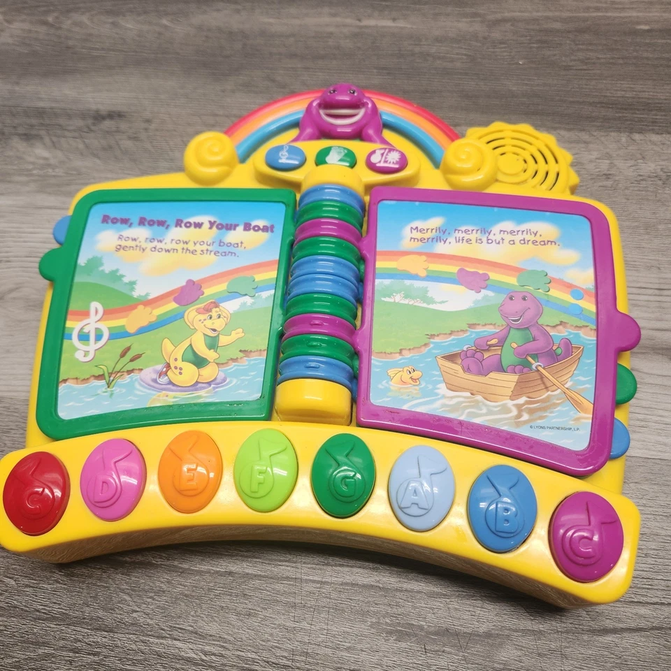 Винтаж 2001 Mattel Barney Музыкальные Детские Рифмы Фортепиано Книга Рабочая Игрушка Как Новая - Изображение 4 из 4