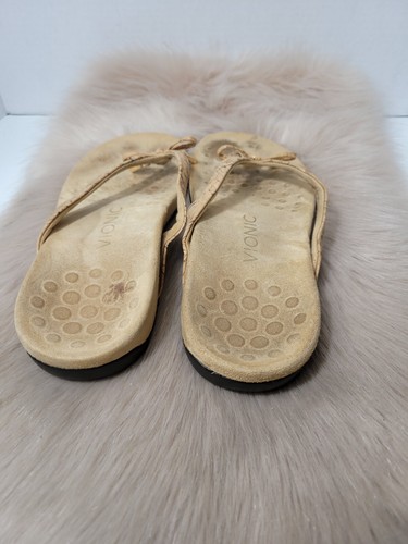 Vionic Bella II Womens Flip Flop Comfort Tan/Cork/Gold Sandal Shoes Size 8 - Picture 4 of 9