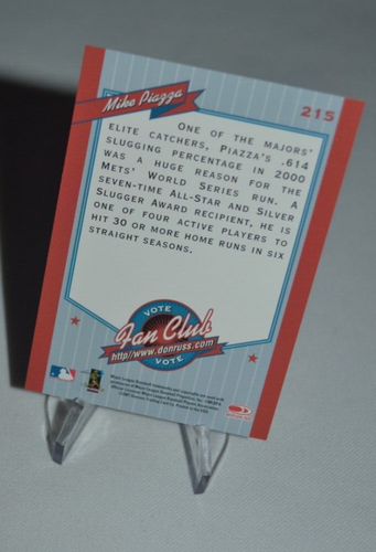 2001 Donruss - Mike Piazza New York Mets - Fan Club tarjeta de papel de aluminio rojo # 215 - Imagen 5 de 5